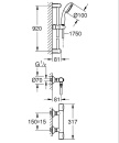 GROHE Set termostatico per doccia Grohtherm 500 Asta doccia 900 mm, doccetta Ø 100 mm e flessibile doccia cromo NUOVO