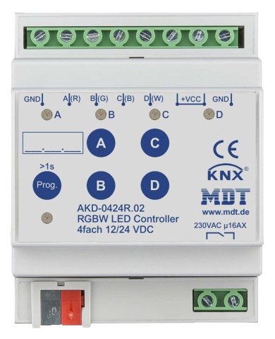 MDT technologies Controlador LED de 4 canales 4/8A, RGBW, 4HP, REG AKD-0424R.02 NUEVO