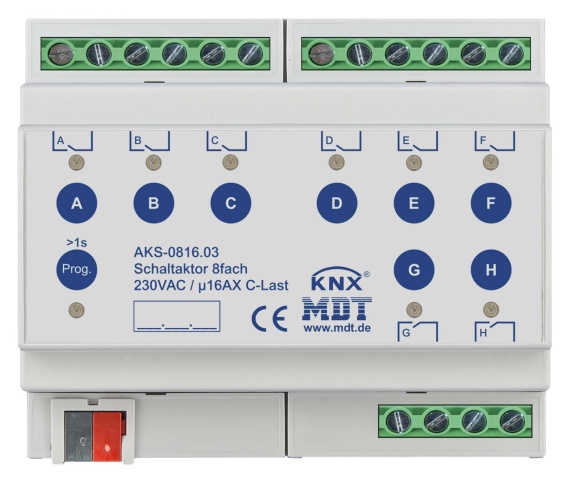 MDT technologies Schakelactor 8-voudig 6TE REG, 16A, 230VAC AKS-0816.03 NIEUW