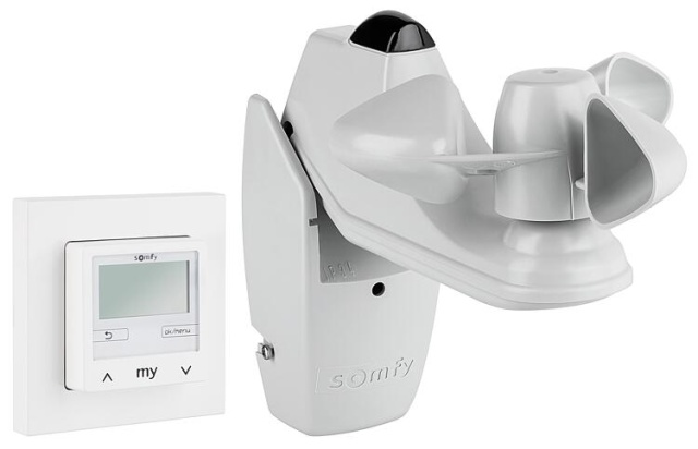 temporizador programable somfy Kit Soliris Smoove Uno Blanco Puro con automatismo de tiempo, viento y sol y marco NUEVO