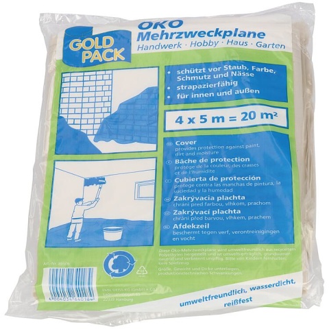 Deiss eco multi-purpose tarpaulin made of recycled LDPE 4 x 5 metres, 20 sqm, PU 1 piece NEW