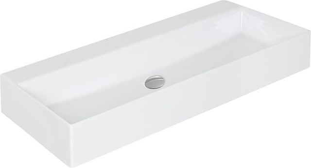 Lavabo Elayla 1010x130x460 mm sans trou pour robinetterie céramique blanc EQA102 NOUVEAU