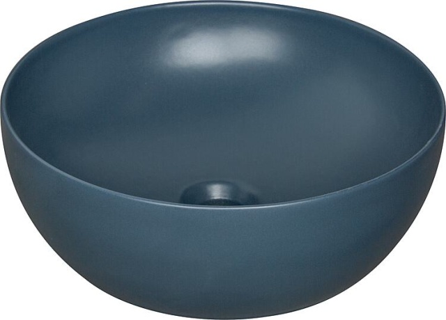 Evenes Lavabo da appoggio Elanda 400x400mm in ceramica senza foro per rubinetto Blue Royal opaco NUOVO