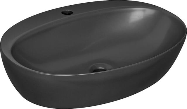 Evenes Lavabo de Encimera Elanda 600x420mm Cerámica con Grifo Negro Mate NUEVO