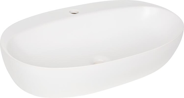 Evenes lavabo à poser Elanda 700x420mm céramique avec trou pour robinet blanc mat NEUF