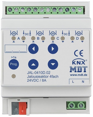 MDT op DIN-rail gemonteerde jaloezieactor 4-voudig, 4HP, REG, 8 A, 24 V DC NIEUW