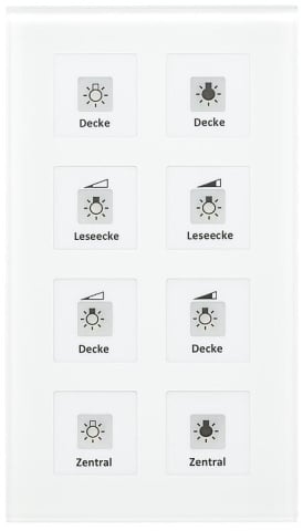 MDT KNX RF+ Bezprzewodowy szklany przycisk Plus 8-krotny z aktywatorem, bialy NOWOSC