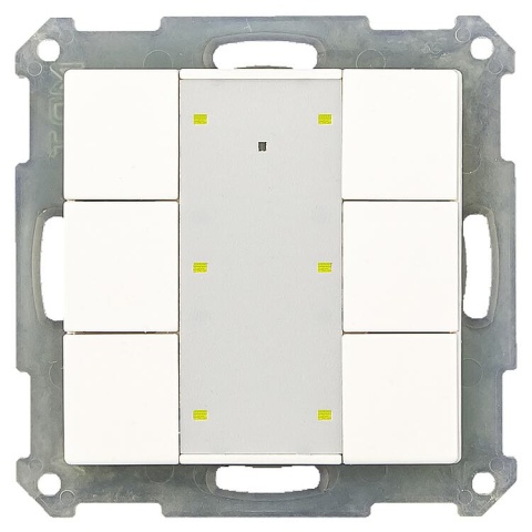 MDT KNX RF+ Draadloze drukknop plus 6-voudig met bediening, 55 mm, zuiver wit glanzend NIEUW