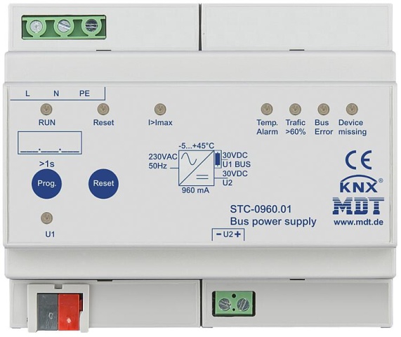 MDT Reiheneinbaugerät Busspannungsversorgung STC mit Diagnosefunktion, 6TE, REG, 960 mA NEU