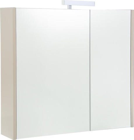 Evenes Armoire de toilette Akira avec éclairage LED, 2 portes, taupe brillant, 800x700x155mm NOUVEAU