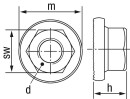 Hexagon nuts with flange Kl.8 DIN 6923 galvanised M 4 PU: 1000 NEW