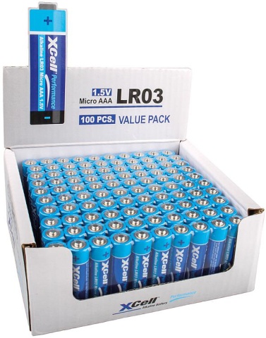 XCell Performance Alkaline AAA Battery Box of 100 NEW