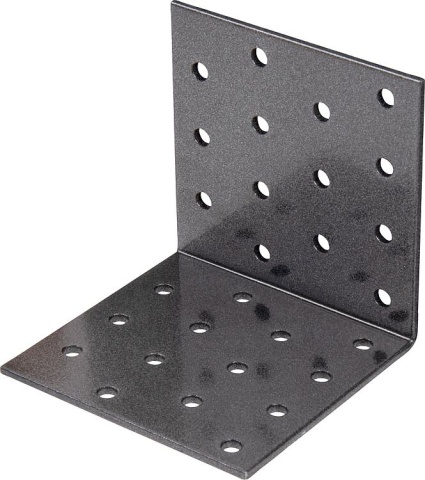 Ángulo de chapa perforada DURAVIS 80 x 80 x 80 mm, material: acero, galvanizado sendzimir, superficie: negro-diamante NUEVO