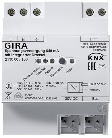 GIRA Voeding 640 mA met geïntegreerde smoorspoel One / KNX REG NIEUW