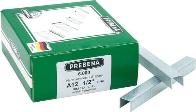 Prebena Heftklammer Type A, 12 mm, verzinkt, VPE = 6000 Stk. NEU