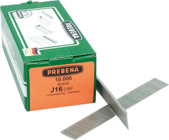 Prebena stootkopnagels type J 16 mm, V2A, PU = 10000 st. NIEUW