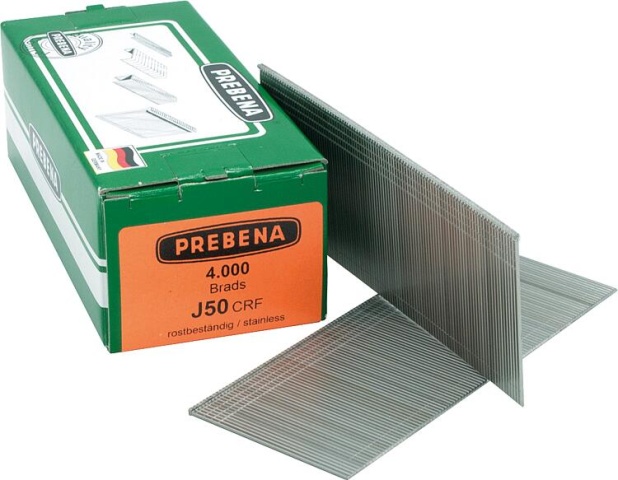 Prebena stootkopnagels type J 50 mm, V2A, PU = 4000st. NIEUW