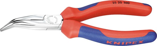 KNIPEX Flachrundzange mit Schneide poliert mit zweifarbigen Mehrkomponenten Griffhüllen 40° gewinkelte Backen 160mm 25 25 160 NEU