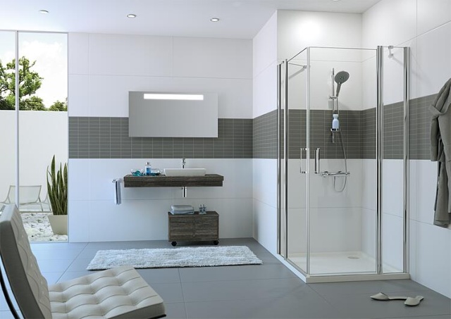 Hüppe corner shower enclosure Classics 2, 2 hinged doors, 2 fixed parts with 6mm ETC, 885-900/885-900mm NEW