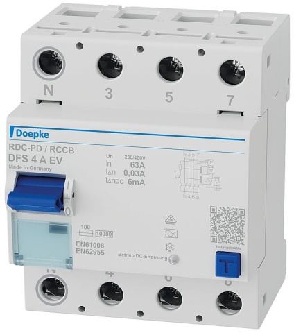 Interrupteur différentiel Doepke DFS 4 063-4/0,03-A EV, type A, instantané, N gauche, pour lélectromobilité NOUVEAU