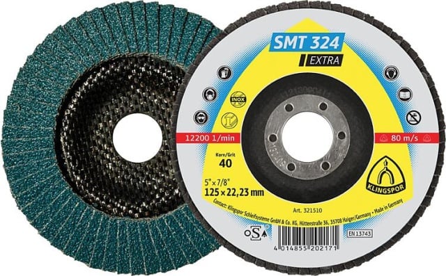 SMT 324 Abrasive mop disc, 115 x 22.23 mm grain 40 straight