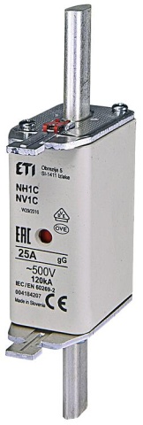 Fusible ETI NH NH1C gG 25A/500V, PU 3 NUEVO