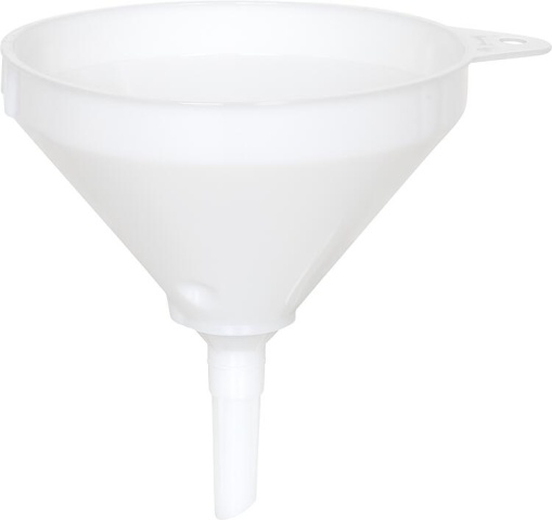 Hühnersdorf Funnel HD-PE 208 mm with eyelet,overflow rim and sieve, natural colour NEW