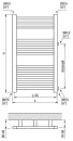 Evenes Radiateur sèche-serviettes de remplacement Bolzano Reno 1785 x 400 mm, dimension A : 500 mm, couleur blanc RAL 9016 NEUF