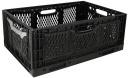 Caisse de transport pliable noir 600 x 400 x 230 NOUVEAU