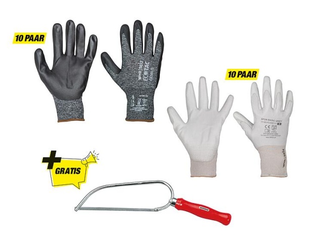 W+R work glove package assembly GR.M with free hacksaw NEW