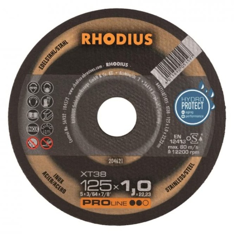 Rhodius Disques à tronçonner XT 38 204621 125x1,0x22,23 Extra-minces Acier inoxydable NEUF