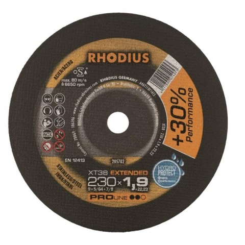 Rhodius Disques à tronçonner XT 38 205702 230x1,9x22,23 Extra-minces Acier inoxydable NOUVEAU