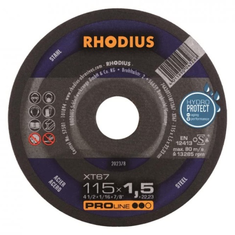 Rhodius Disques à tronçonner XT 67 202378 115x1,5x22,23 Acier extra-fin NOUVEAU