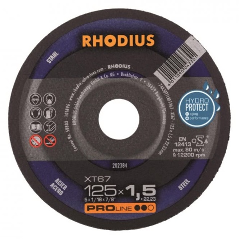 Rhodius Disques à tronçonner XT 67 202384 125x1,5x22,23 Acier extra-fin NOUVEAU