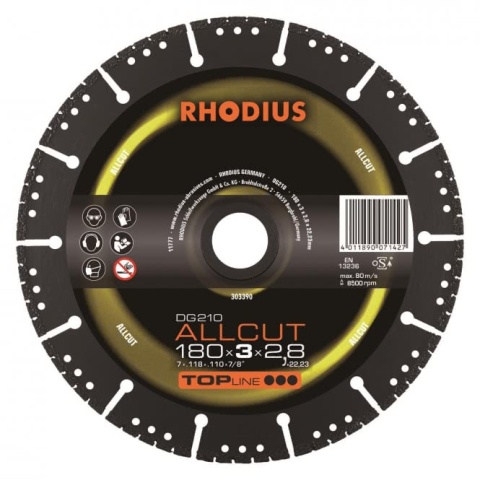 Rhodius Diamond Discs DG 210 Allcut 180x3,0x2,8x22,23 303390 NEW