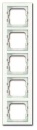 BJ cover frame, 5-fold 1725-280 Busch-axcent white glass NEW