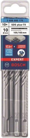 Trapano Bosch 10xHammer SDS-plus-7X Expert 10.0x165/100mm 4-Cutter 2608900170 NUOVO