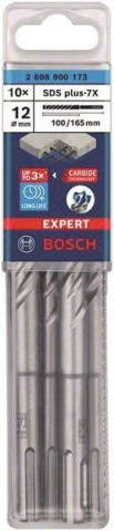 Trapano Bosch 10xHammer SDS-plus-7X Expert 12,0x165/100mm 4-Cutter 2608900173 NUOVO