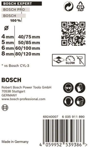 Bosch MultiConstruction Drill CYL-9 Set 4 pcs. 4/5/6/8mm 2608900645 NEW