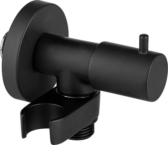 Evenes wall connection elbow incl. shower holder with integrated shut-off DN15 (1/2) black matt NEW