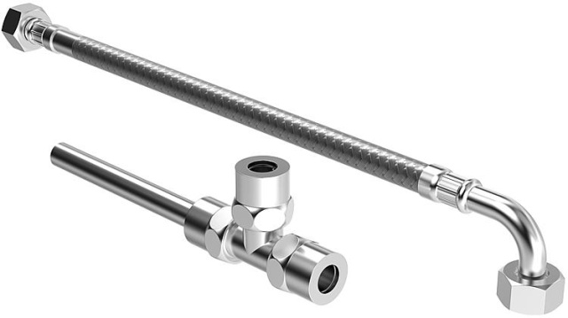 Hansaminimat DN10 (3/8") connection set for angle valve thermostat, connection via armoured hose NEW