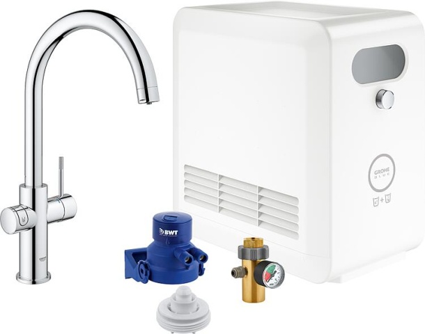 Mitigeur dévier Grohe Blue Professional Starter Kit, bec C chromé avec radiateur NOUVEAU