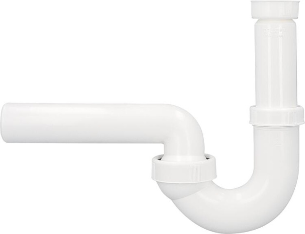 Washbasin tubular siphon Dallmer type 100/0, DN32 (1 1/4") x DN40, white plastic NEW