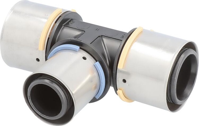 Uponor S-Press pieza en T de material compuesto reducido PPSU Ø63mm-Ø25mm-Ø63mm NUEVO