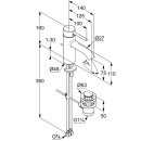 Mitigeur de lavabo Kludi Bozz saillie 75 mm, avec garniture découlement, basse pression, chromé NEUF