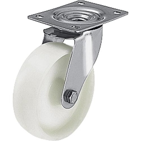 Blickle swivel castor polyamide/stainless steel LEX-PO 125G,max. load 150kg, wheel Ø 125mm,plate size 100x85mm LEX-PO 125G NEW