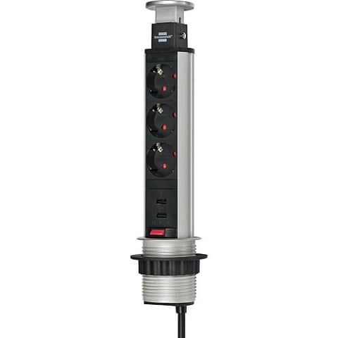 brennenstuhl built-in power strip Tower Power 3-fold with 2x USB charging port 1396200013 NEW