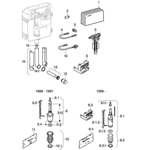 GEBERIT connecting hose for flush-mounted cistern with 2 R3/8 union nuts ref. no. 240.069.00.1 240.069.00.1 NEW