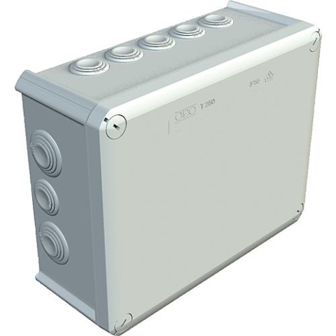 OBO Thermoplastic junction box 9 x M25 + 7 x M32, IP 66 type T 250, light grey / 1 pc. 2007 10 9 NEW