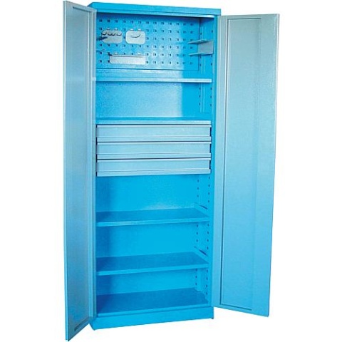 Aerotec Armoire à outils 2 portes avec 4 étagères+3 tiroirs, 780x380x1920mm 20142018 NOUVEAU